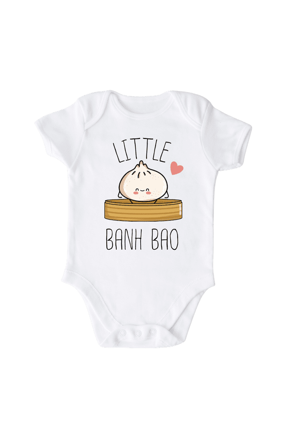 Little Banh Bao Cute Baby Bodysuit Shirt Premium Custom Clothes Unisex Baby Gift for Mom Newborn 6-9m White