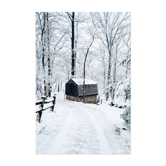Little Barn - Glen Rock Pennsylvania Photography Winter Snow Nature Landscape Rustic Forest Scenic Unframed Wall Art Print 20 x 28 inches