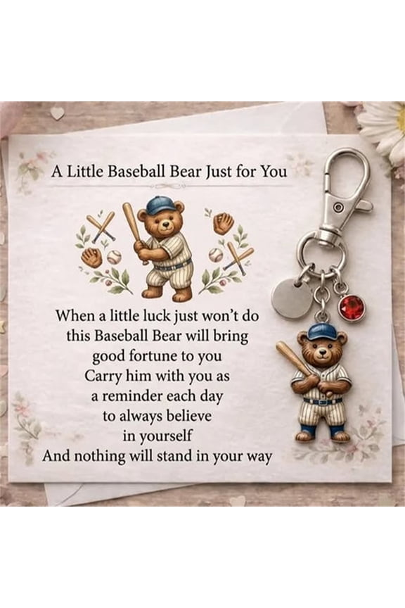 A Little Baseball Bear For You Keychain, Cute Durable Sports Accessory, Compact Portable Charm for Keys Bag Luggage, Perfect Gift for Baseball Fans Sports Lovers Daily Decoration