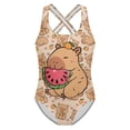 thumbnail image 1 of Little Bathing Suit One Piece Quick Dry For Girls Swimsuit Back Summer Beach Teen Practice Swimwear Size 5-6T, 1 of 7