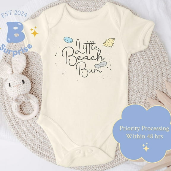 Little Beach Bum Onesie, Summer Beach Baby Bodysuit, Coastal Design Cute Baby Onesie, BABY BODYSUIT LAT 4424