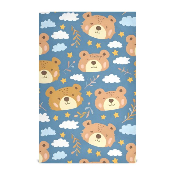Little Bear Cartoon Pattern Kitchen Towels Waffle Weave Decorative Tea Towels Multi Use Dishcloths 28x18in