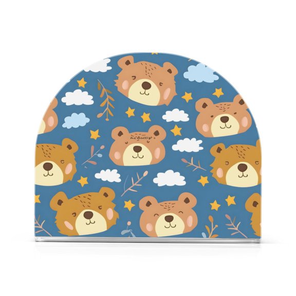 Little Bear Cartoon Pattern Napkin Holder Acrylic Napkin Dispenser Clear Modern Tabletop for Kitchen Counter