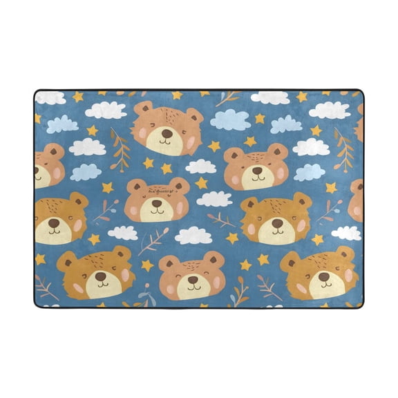 Little Bear Cartoon Pattern Rug 36x24in Memory Foam Absorbent Non Slip Plush for Bathroom Kitchen Entryway