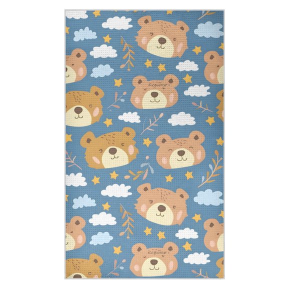 Little Bear Cartoon Pattern Waffle Kitchen Towels 18x30 in Soft Absorbent Quick Dry Dishcloths