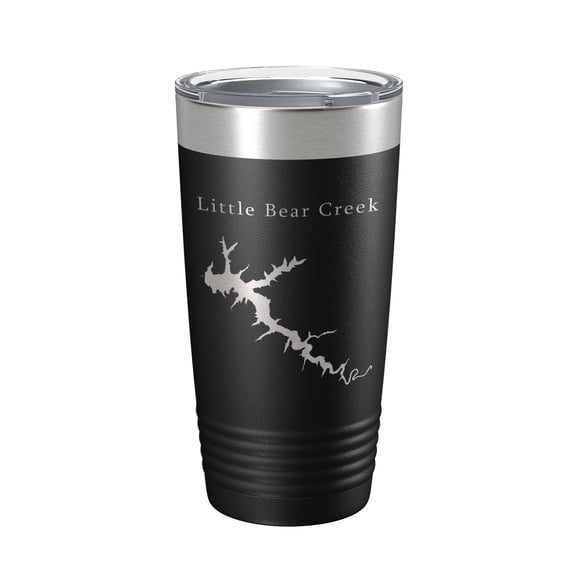 Little Bear Creek Tumbler Lake Map Travel Mug Insulated Laser Engraved Coffee Cup Alabama 20 oz Black