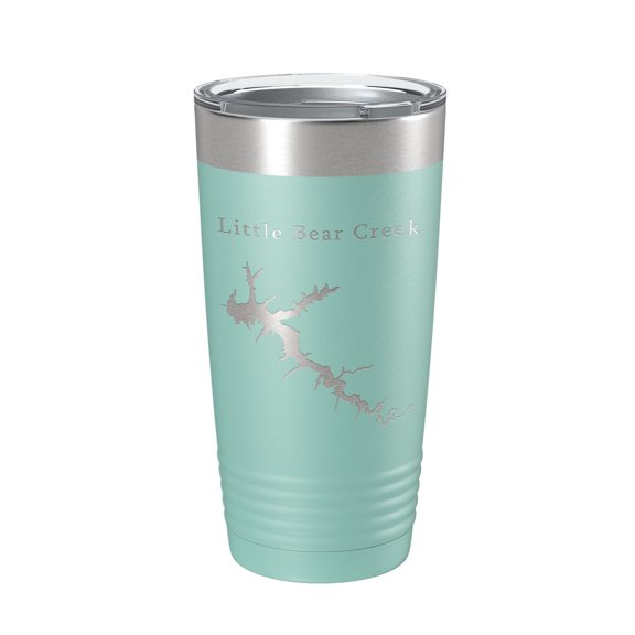 Little Bear Creek Tumbler Lake Map Travel Mug Insulated Laser Engraved Coffee Cup Alabama 20 oz Teal