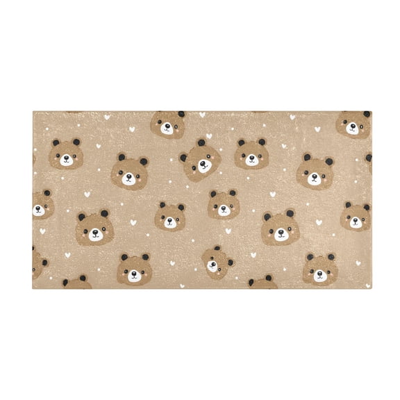 Little Bear Love Wave Pattern Bath Mat 39x20 Inch Soft Absorbent Non-Slip Plush Bathroom Rug for Floor