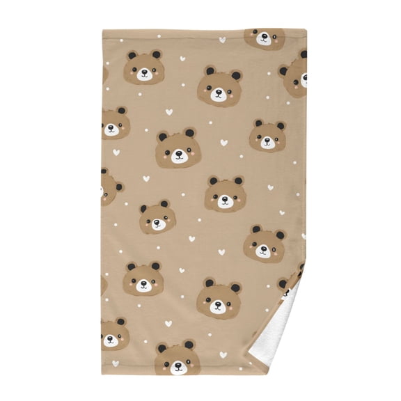 Little Bear Love Wave Pattern Hand Towel Cotton 16x28 in Soft Absorbent Quick Dry Bath Face Towel