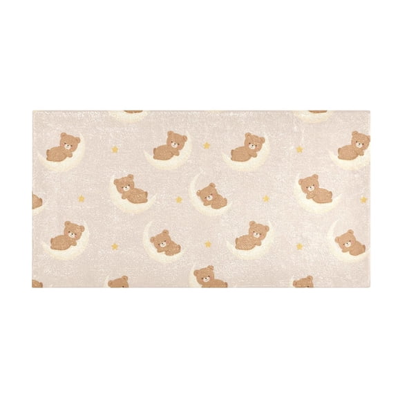 Little Bear Moon Pattern Bath Mat 39x20 Inch Soft Absorbent Non-Slip Plush Bathroom Rug for Floor