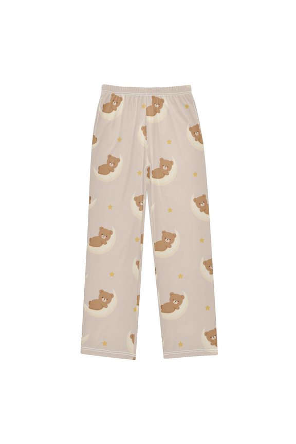 Little Bear Moon Pattern Pajama Pants Soft Lightweight Lounge Pants Bottoms Sleep Pants Warm Comfy