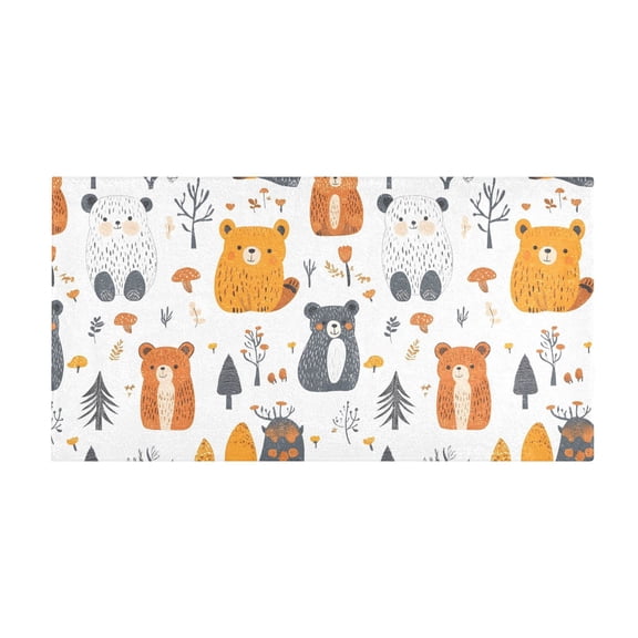 Little Bear Pattern Bath Mat 39x20 Inch Soft Absorbent Non-Slip Plush Bathroom Rug for Floor