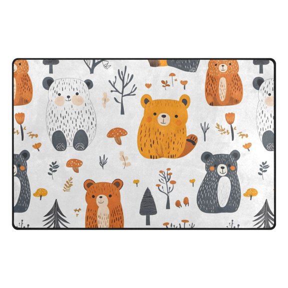 Little Bear Pattern Memory Foam Area Rug 31"x20" Non Slip, Absorbent, Fade Proof for Living Room, Bedroom, Office