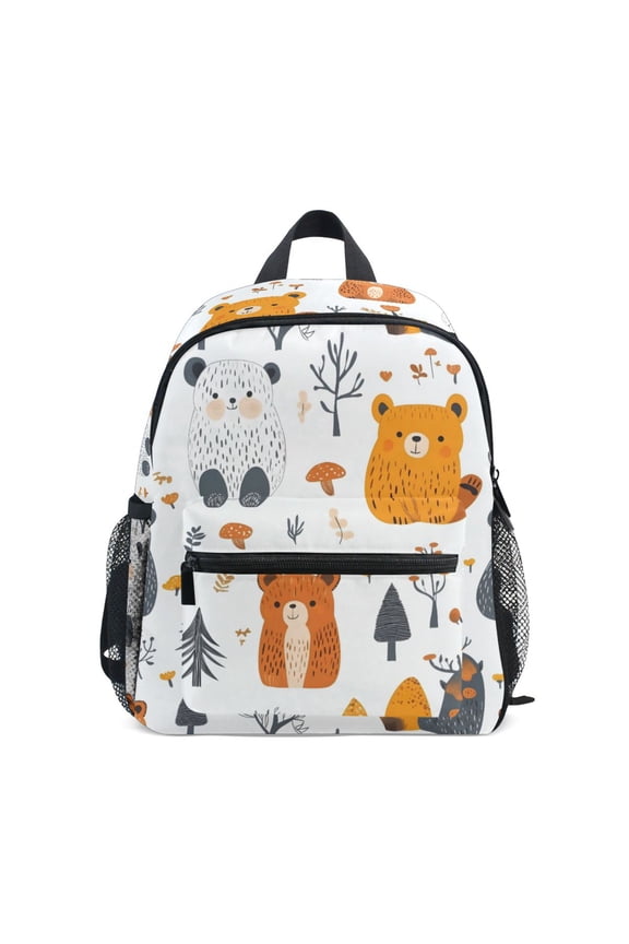 Little Bear Pattern Mini Backpack Cute Small Backpack with Chest Strap and Whistle Ages 3-8