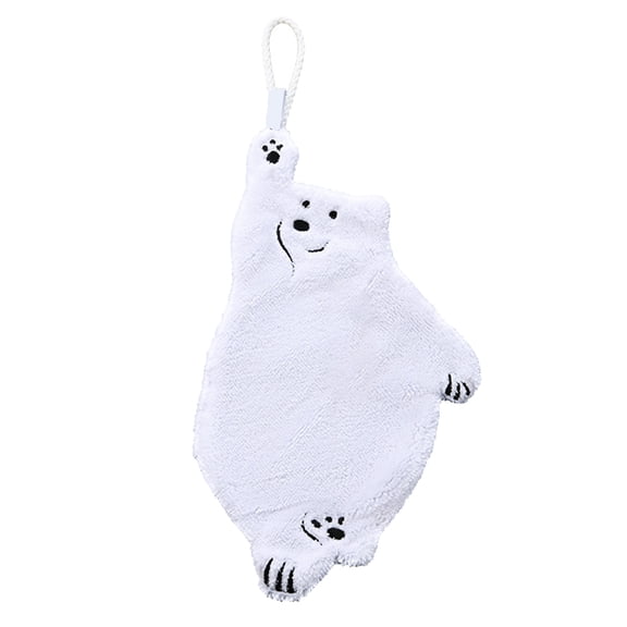 Little Bear Pattern Polyester Hanging Hand Towel, 7.1 Inch, Quick Dry for Kitchen and Bathroom