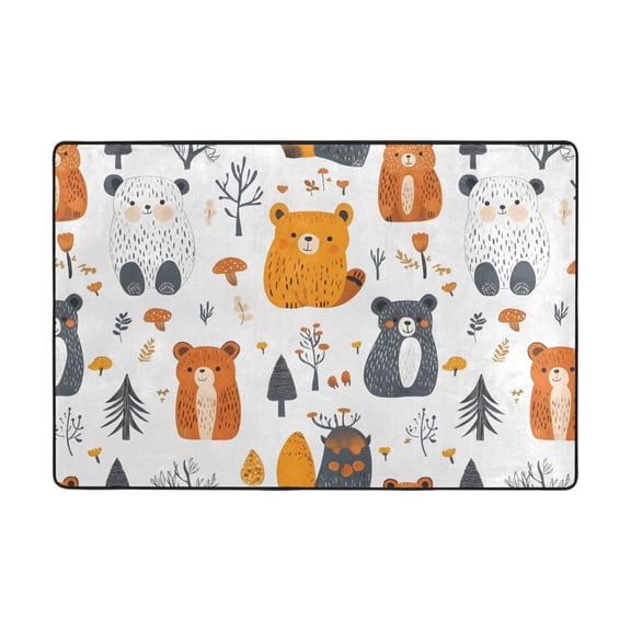 Little Bear Pattern Rug 36x24in Memory Foam Absorbent Non Slip Plush for Bathroom Kitchen Entryway