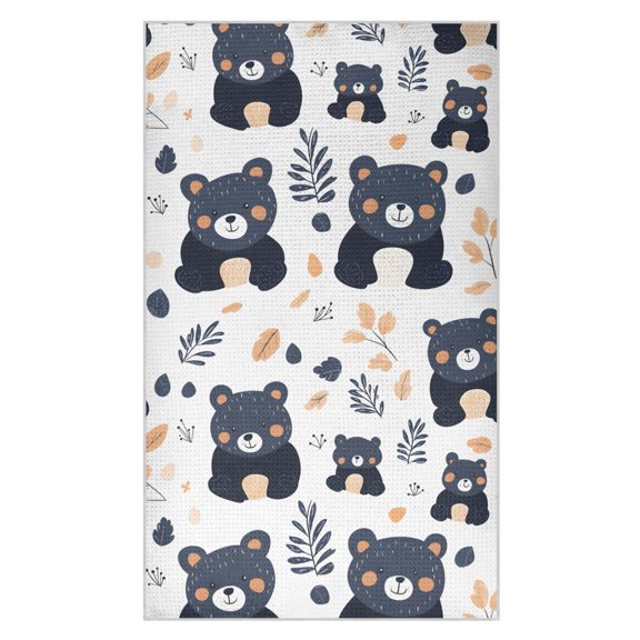 Little Bear Pattern Waffle Kitchen Towels 18x30 in Soft Absorbent Quick Dry Dishcloths