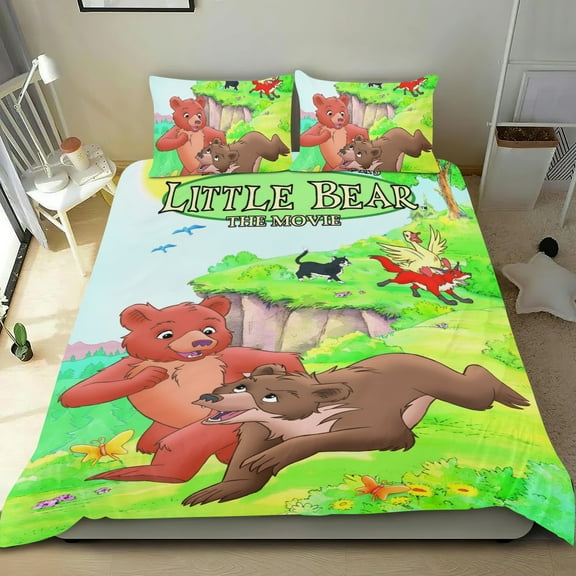 Little Bear-themed Bed Sheet Set Three Piece Set Comfortable And Skin Friendly Unique Design Home Decor Gifts For Family Friends fans36x75Inches90cm*190cm