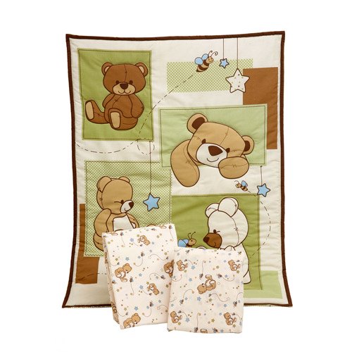 Little Bedding by NoJo Dreamland Teddy 3piece Mini Crib / Portable