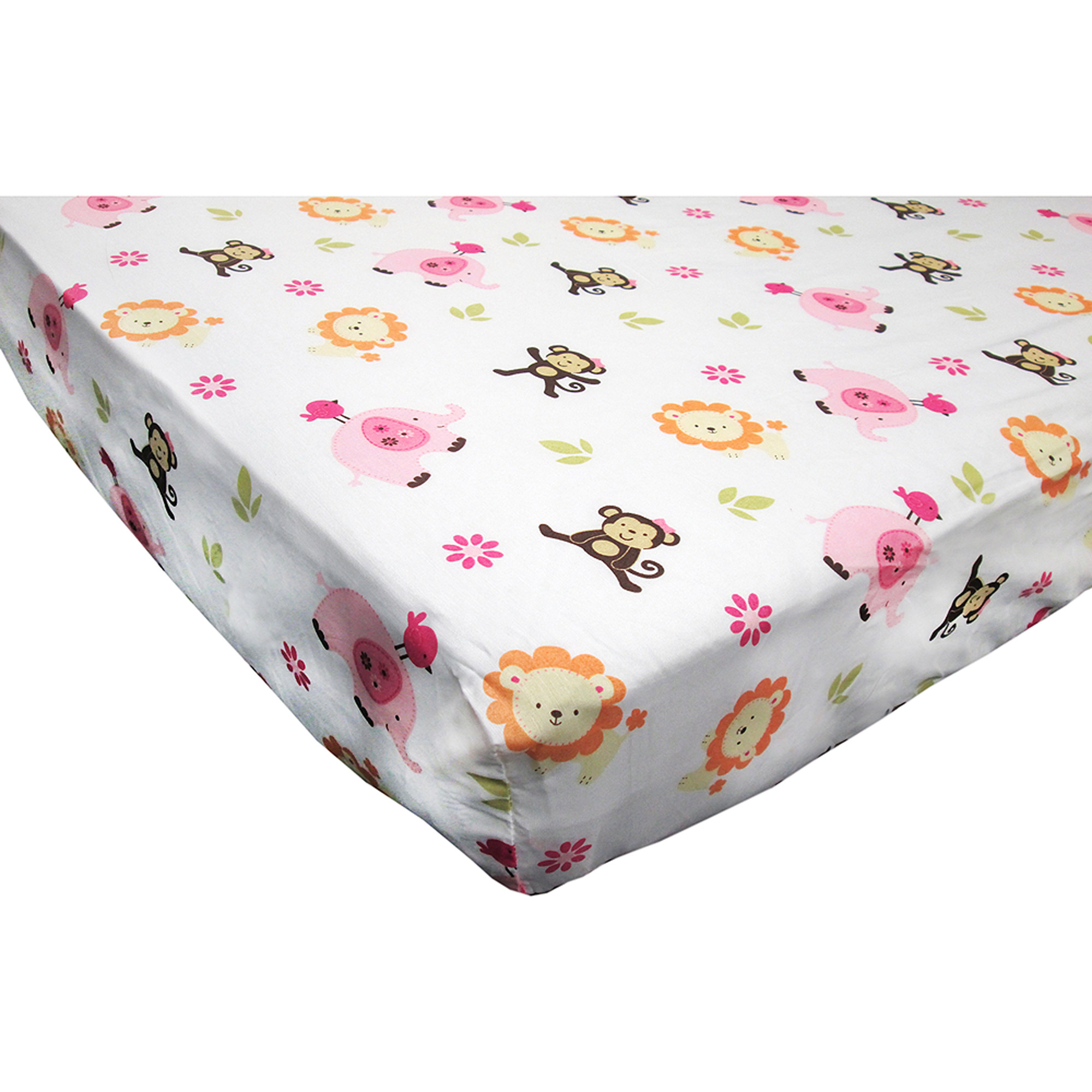Little Bedding by NoJo Raspberry Jungle Crib Sheet