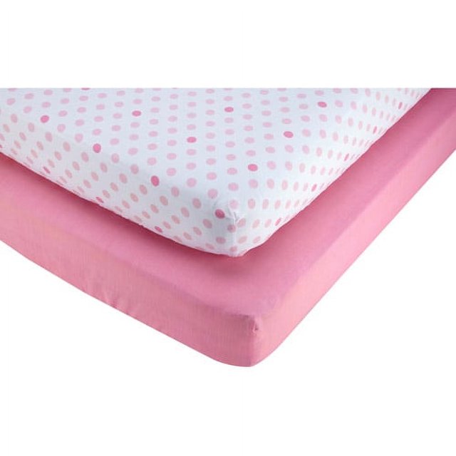 Little Bedding by Nojo Pink and Polka Dot 2Pack Crib Sheet, Girl
