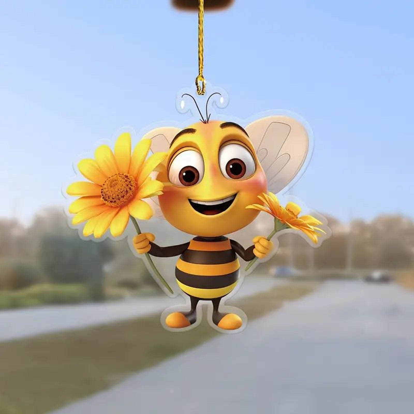 Little Bee Keychain Bumble Bee Keyring Cute Yellow Sun Flower Bee Keychain Unique Yellow Decor for Bag Purse Wallet Walmart