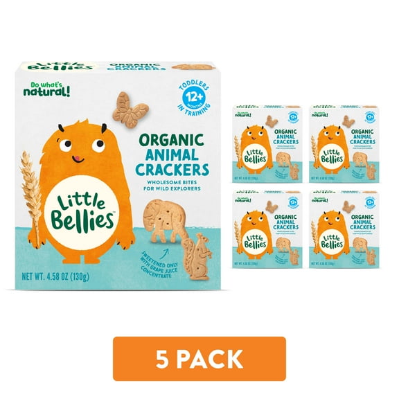 Little Bellies Organic Animal Crackers, Baby & Toddler Snack, Age 12+ Months, 4.58 oz Box, 5 Ct.