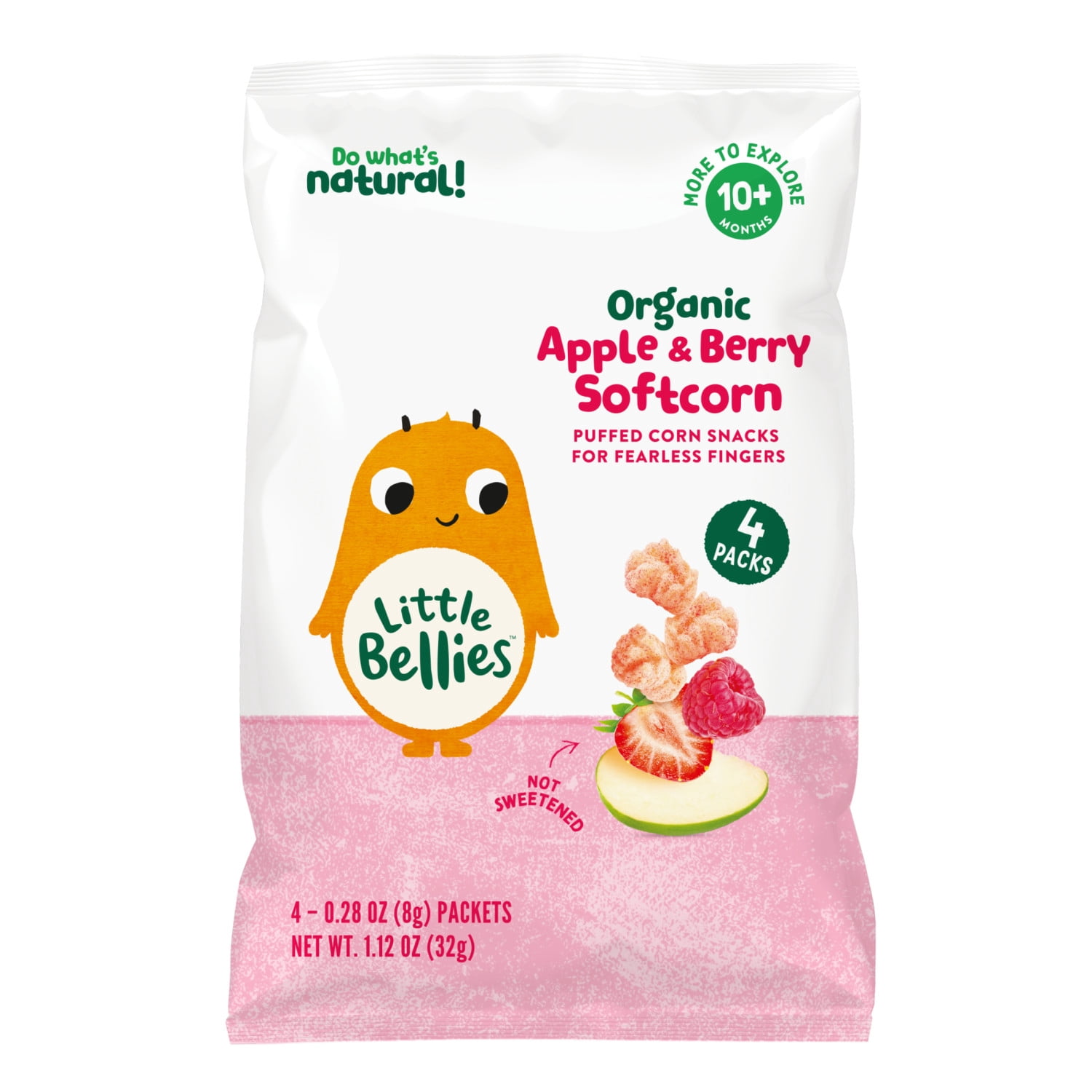 Little Bellies Organic Apple & Berry Softcorn 4pk 1.12 oz. Bag