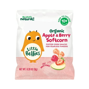 Little Bellies Organic Apple & Berry Softcorn Puff Snack, Baby & Toddlers, Age 10+ Months, 0.28 oz