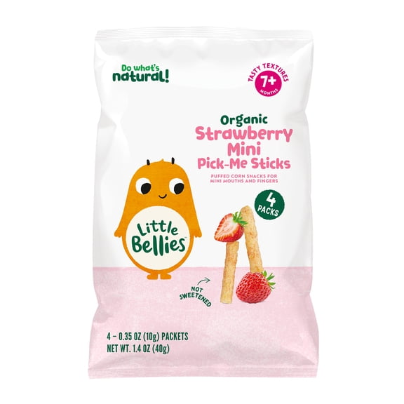 Little Bellies Organic Strawberry Mini Pick-Me Sticks 4pk 1.4 oz. Bag