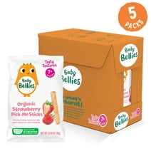 Little Bellies Organic Strawberry Pick-Me Sticks Puff Snack, Baby and Toddler Snacks, Age 7+ Months, 0.56 oz Bag, 5 Pack