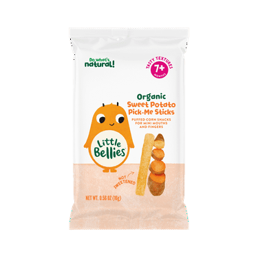 Little Bellies Organic Sweet Potato Pick-Me Sticks, Baby & Toddler Puff Snack, Age 7 Months, 0.56 oz