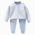 thumbnail image 1 of Little/Big Boy Fall Winter Clothes Color Block Long Sleeve Sweatshirt Pullover Tops + Joggers Pants Outfit Set 6 12 18 Months 2T 3T 4T 5T Kids Light Blue,5-6 Years, 1 of 5