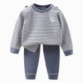 thumbnail image 1 of Little/Big Boy Fall Winter Clothes Color Block Long Sleeve Sweatshirt Pullover Tops + Joggers Pants Outfit Set 6 12 18 Months 2T 3T 4T 5T Kids Navy,6-12 Months, 1 of 5