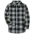 thumbnail image 1 of Little/Big Boys Shirts Long Sleeve Checked Cotton Shirt Button Down Casual Flannel Shirts Jacket Regular Fit Plaid Shirt with Pockets Blue 120, 1 of 7