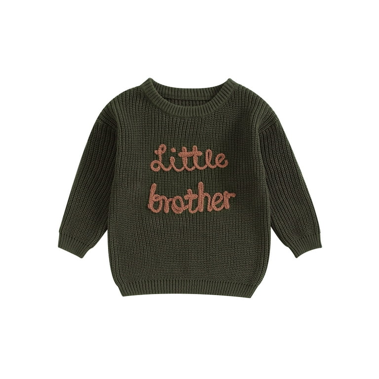 Qtinghua Little Big Brother Toddler Baby Boy Letter Embroidery Sweater