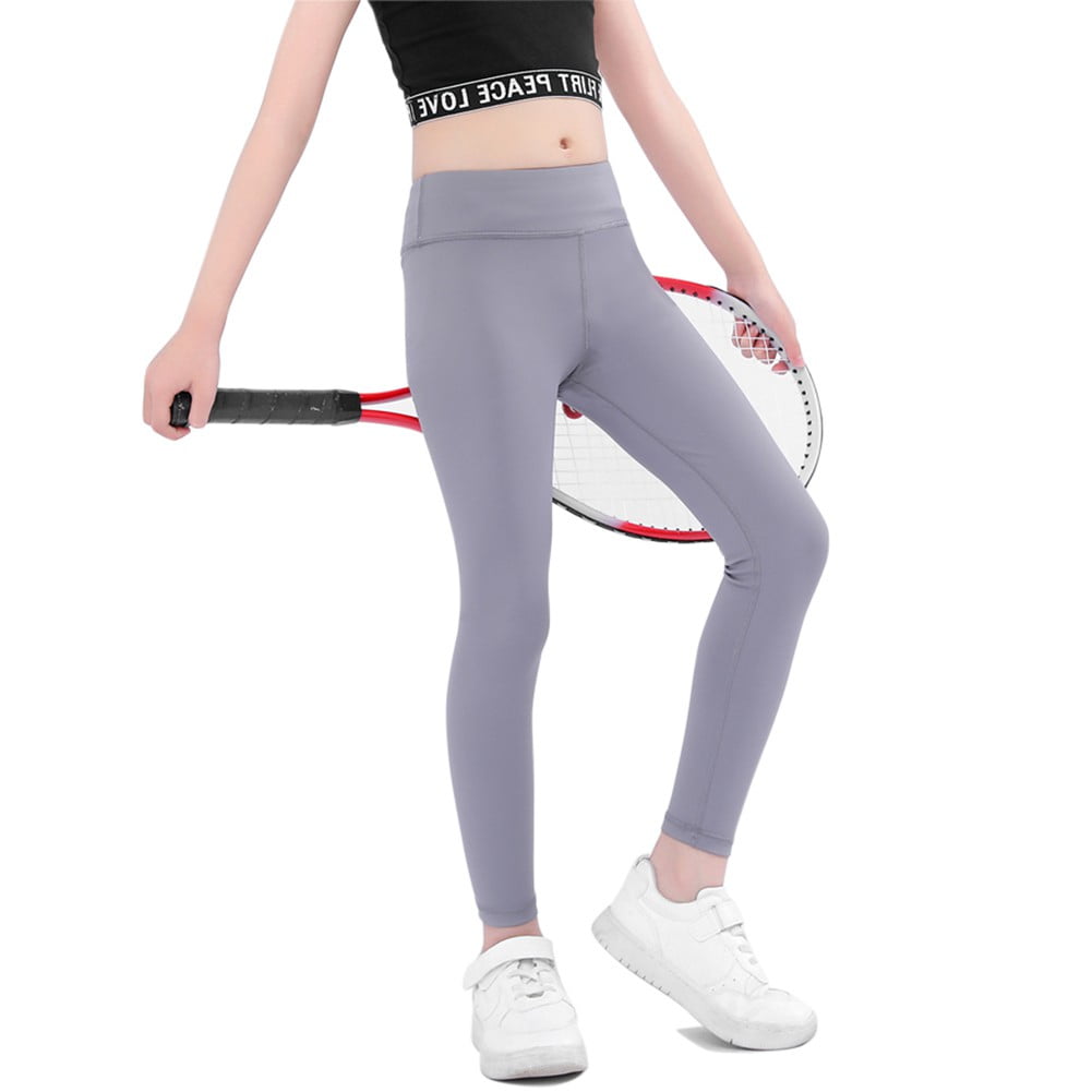 Kid Girl High Waist Solid Color Sporty Yoga Leggings