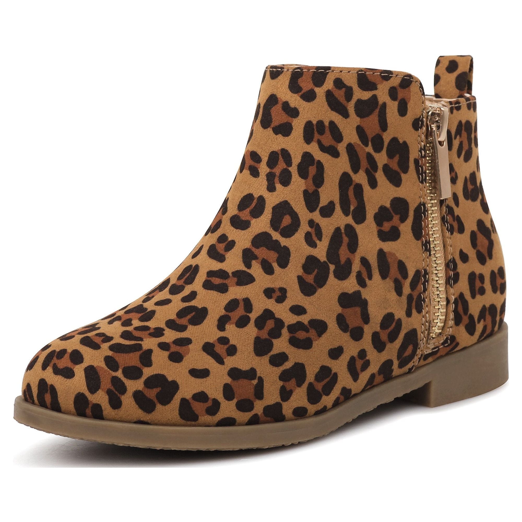 HARVEST LAND Little Big Girl Ankle Boots Kids Short Zipper Flat Booties Leopard Size 11 5