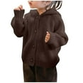 thumbnail image 1 of Little/Big Girl Hooded Sweater Cardigan Button Down Long Sleeve Knitted Loose Fall Outfits for Girls Jacket (10 Years, Brown), 1 of 7
