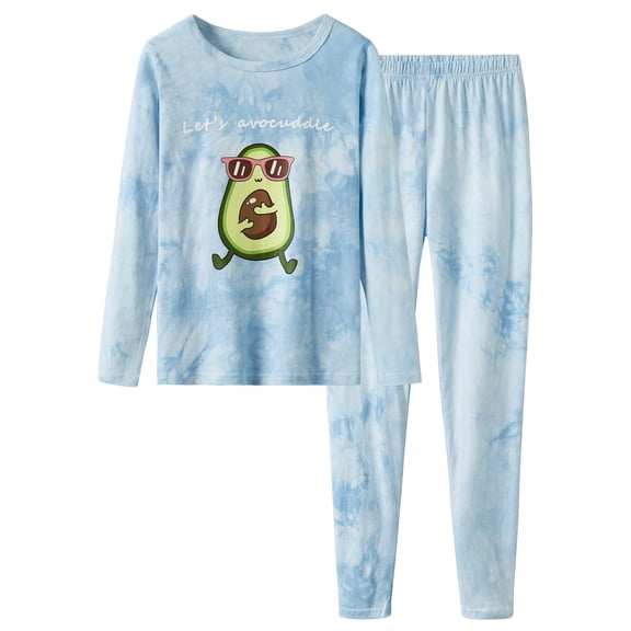 Beezizac Little & Big Girls 2-PCS Long Cotton Pajama Set Fall/Winter Avocado PJS Size 10