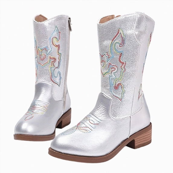 Little/Big Girls Boots Classic Cowboy Boot Mid Calf Boot for Casual Kids Winter Wear