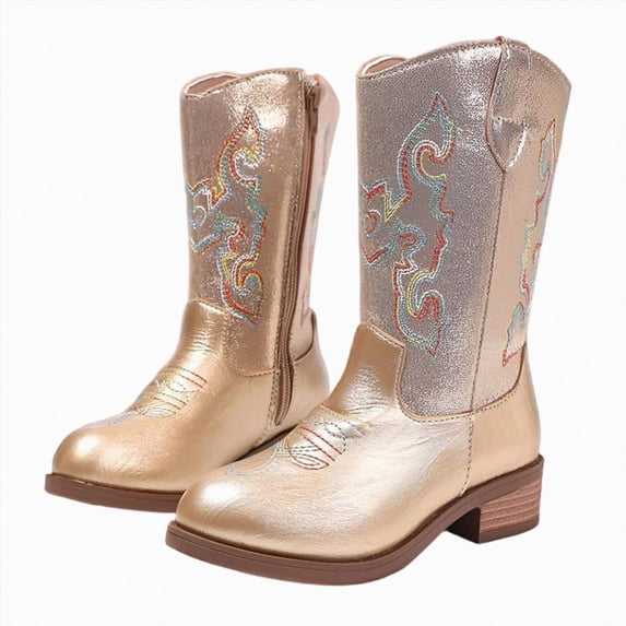 Little/Big Girls Boots Classic Cowboy Boot Mid Calf Boot for Casual Kids Winter Wear