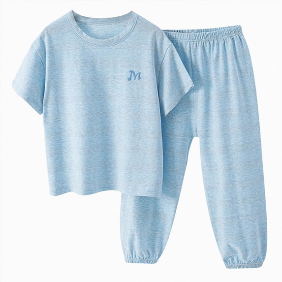 Little & Big Girls Cotton Knit Pajama Shorts Pants Summer PJ Set 6-12 Months 12-24 Months 2t 3t 4t 5t 6t 7t 8t 9t Children(Sky Blue,10-11 Years)