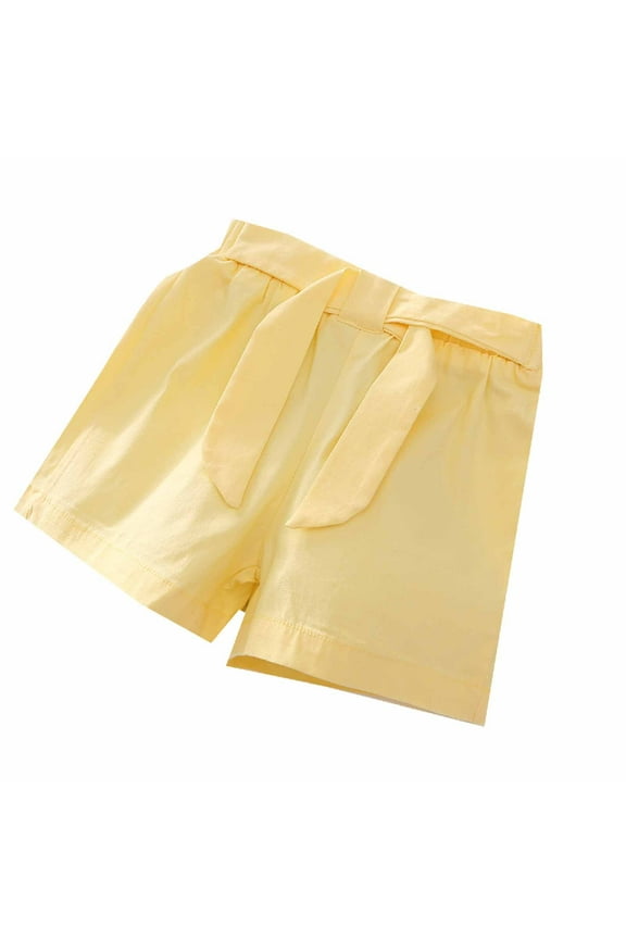 Little/Big Girls Cotton Shorts 8-9 Years Summer Casual Girls' Shorts Elastic Outwear Hot Pants Streamer Solid Color Versatile Pants