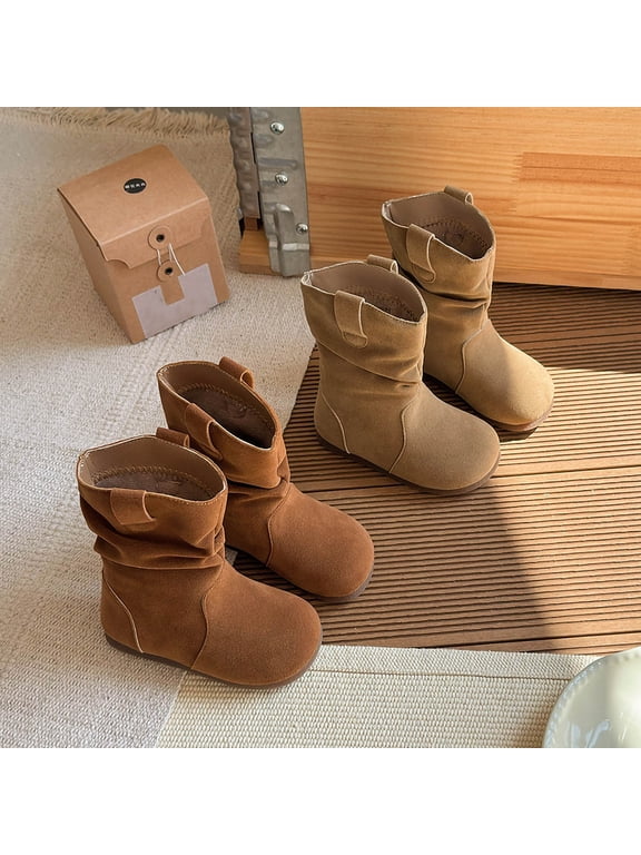 Little and Big Girls' Faux Fur Boots with Faux Fur Fleece Lined Warm Comfortable Winter Fashion Footwear Comfortable Shoes Indoor Outdoor Winter Fashion Foorwear