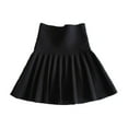 thumbnail image 1 of Little Big Girls' Flared Pleated Skirt Casual High Waist Knitted Short Skirts A-line Fall Spring School Uniform, Black 6-7 Years, 1 of 4