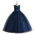 thumbnail image 1 of Little Big Girls Flower Dress Sleeveless Bowknot Wedding Pageant Dance Gown for 4-14Y, 1 of 7
