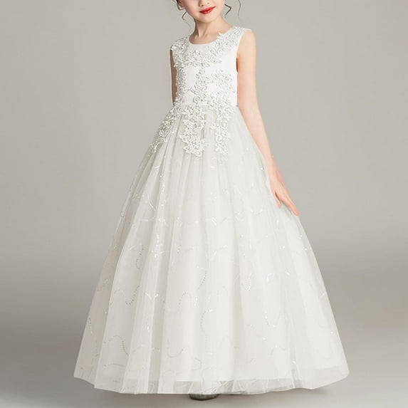 Little/Big Girls Lace Bridesmaid Dress Flower Kid Wedding Ball Gown Toddler Princess Pageant Evening Dresses Big Save 2025