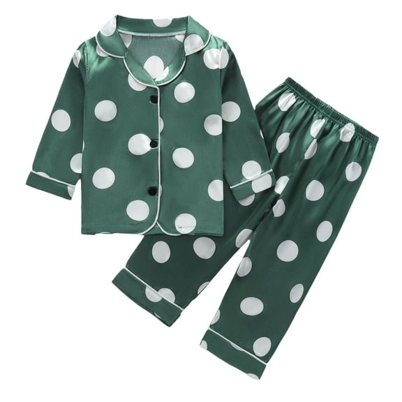 Little & Big Girls Pajama Set Satin Silky Cute Long Sleeve & Pants Outfit