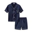 thumbnail image 1 of Topgal Little & Big Girls Pajama Set Size 8 - Black Satin Silky Cute Cat Summer Shorts Outfit Cat, 1 of 7